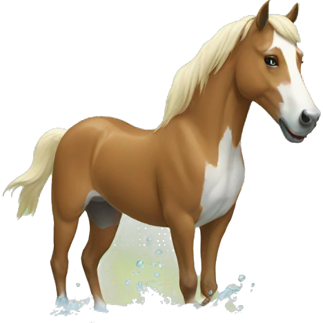 A horse with a dog leg swimming  emoji