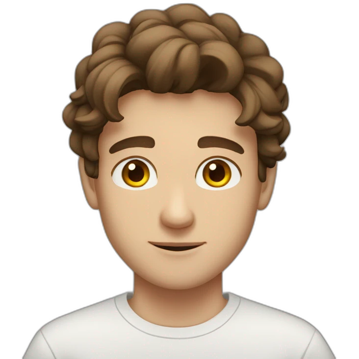 22 years old, Russian guy, long brown hair, white T-shirt, brown eyes emoji