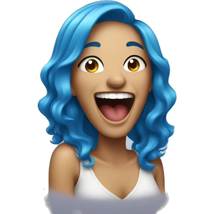 Lady laughing with blue hair  emoji