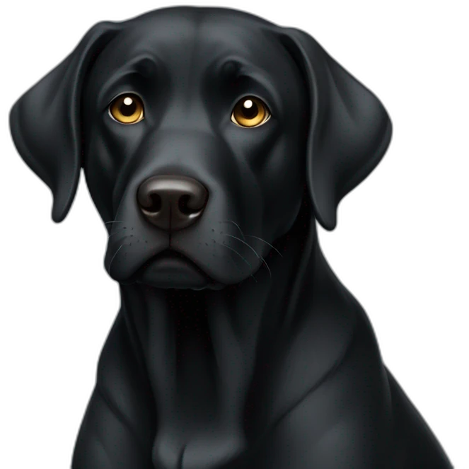 Black sad far Labrador dog emoji