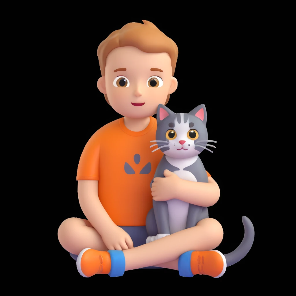 boy and cat pet emoji