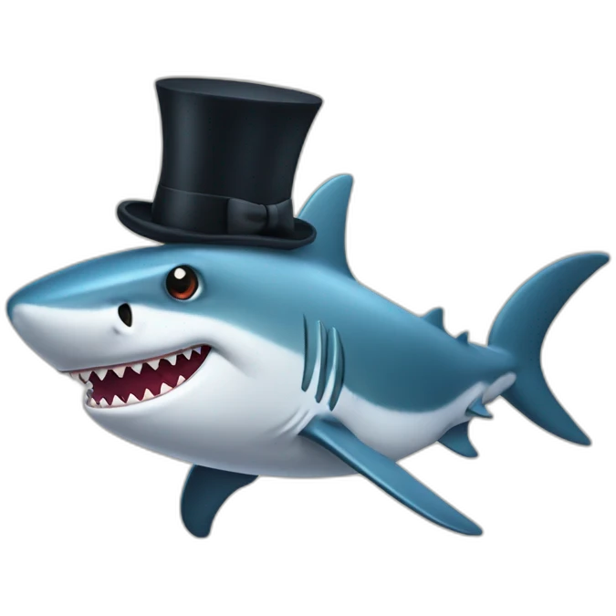 Shark with a top hat emoji