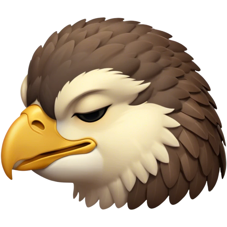 Meme-Worthy Cute Sleeping Hawk Portrait Emoji, Head resting peacefully with a contented smile, showcasing a robust, agile form with eyes gently closed in serene slumber and a subtly curved beak, Simplified yet adorably endearing features, highly detailed, glowing with a soft, drowsy light, high shine, relaxed and utterly lovable, stylized with an air of playful laziness, soft glowing outline, capturing the essence of a sleeping hawk that feels destined to become the next viral icon of adorable rest! emoji