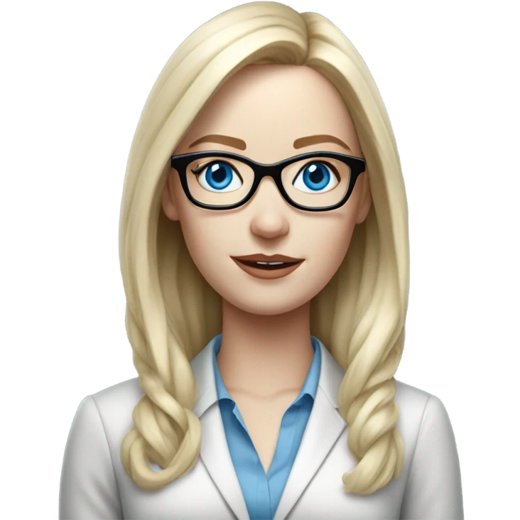Hyper Realistic pale beautiful corporate woman with glasses and blue eyes emoji