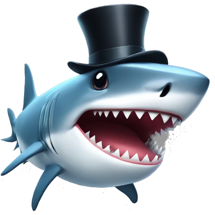 Shark with a top hat emoji