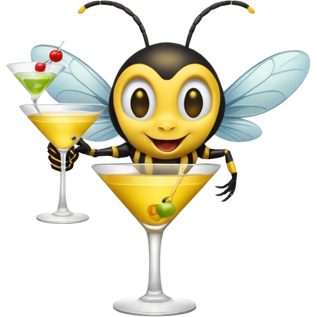 A wasp drinking a martini laughing emoji