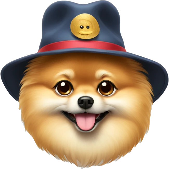 Pomeranian with a hat emoji