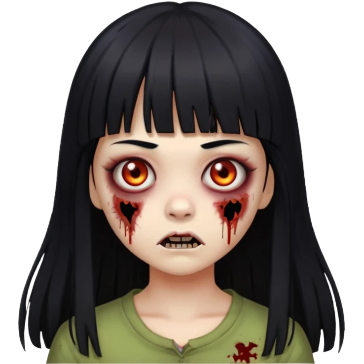 Faça uma menina de cabelo liso preto com franja zumbi cabelo longo  emoji