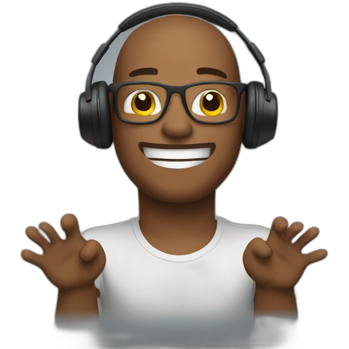 man with headphones on and arms out  emoji