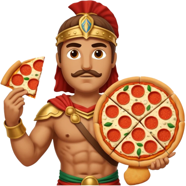 greece ancient warrior with pizza emoji