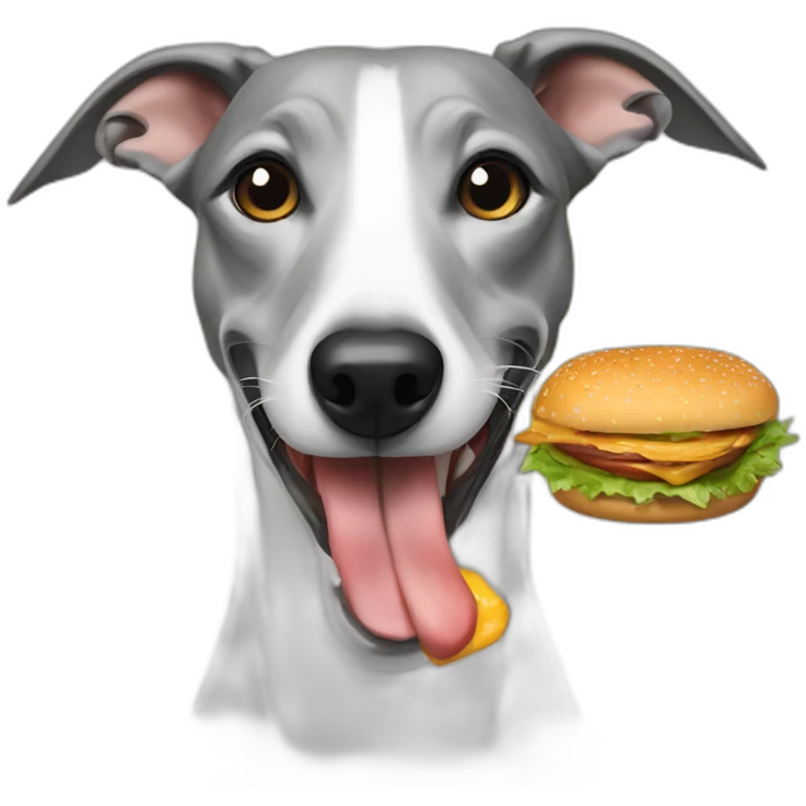 whippet eating a burger emoji