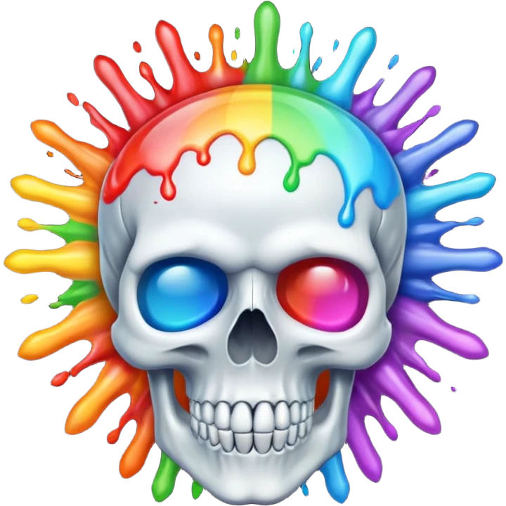 Skull exploding with gay pride emoji