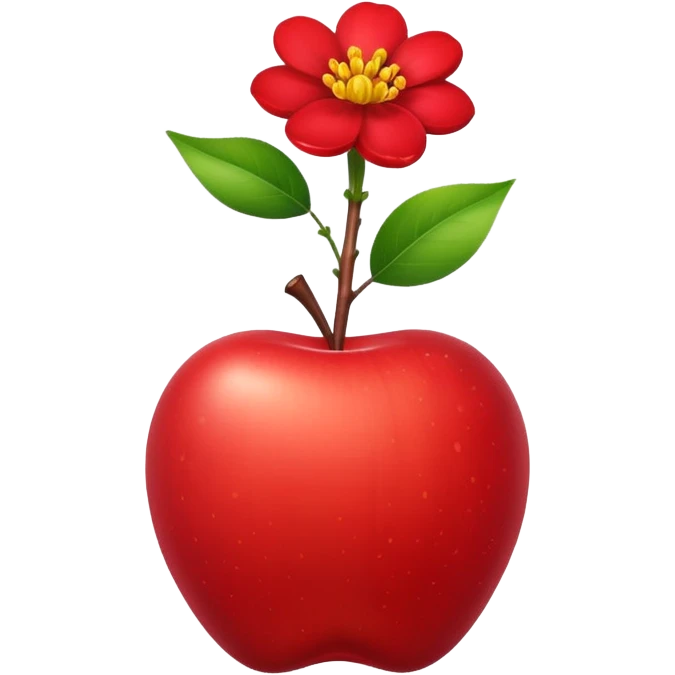 apple growing a flower out of the top emoji