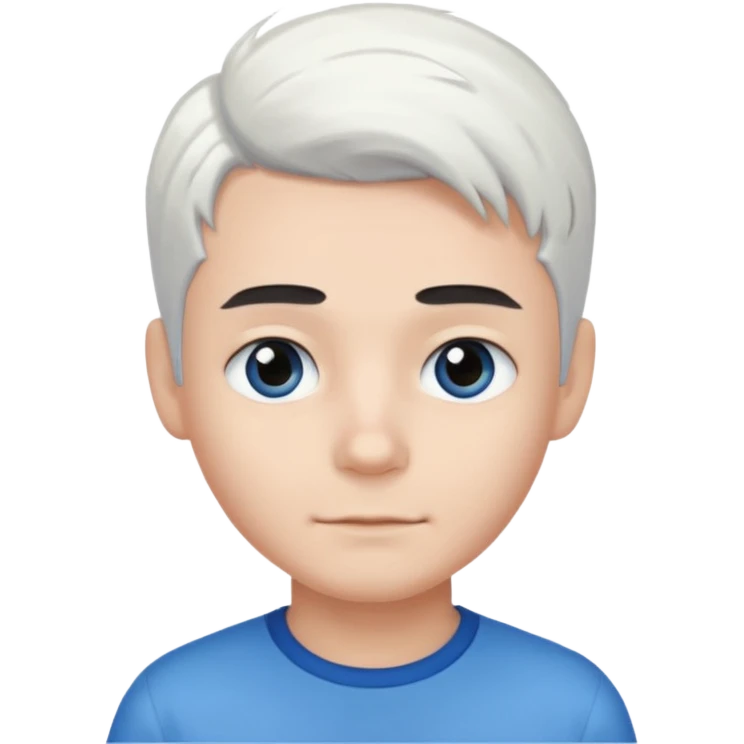 pure white hair,black eyebrows,cuteBoy,  emoji