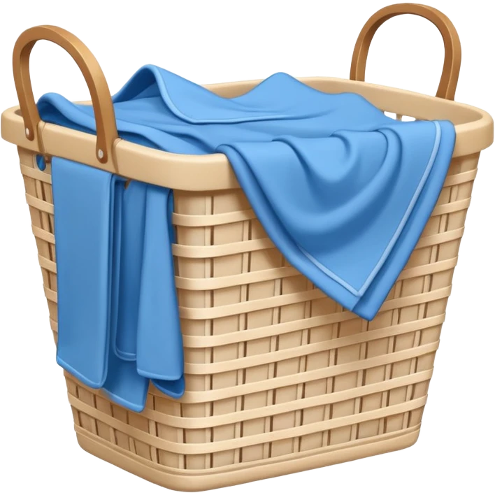 white LAUNDRY BASKET WITH FOLDED blue CLOTHES emoji