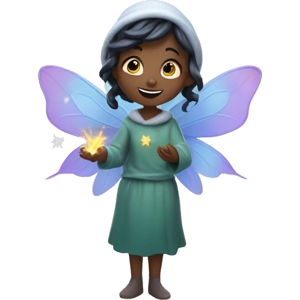 The cute fairy casting a spell to make the first snow fall emoji