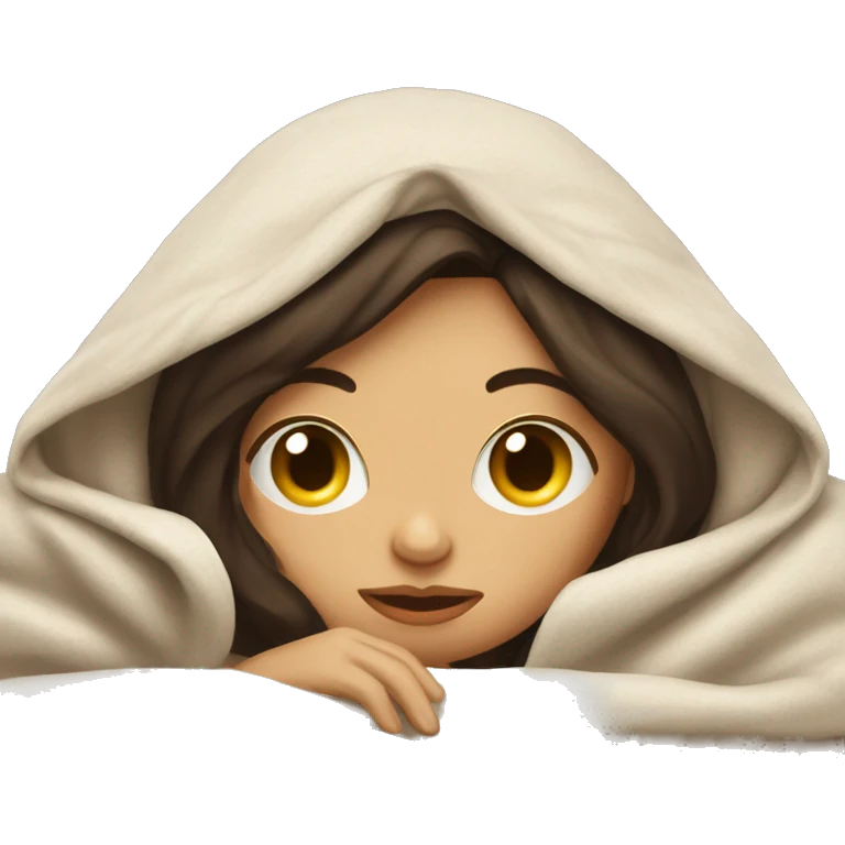 girl brunette inside a blanket sipping tea eyes closed emoji