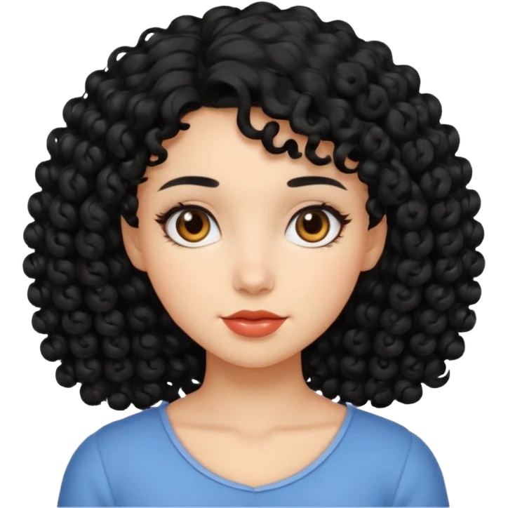 Menina de cabelo cacheado preto e abaixo do ombro  emoji