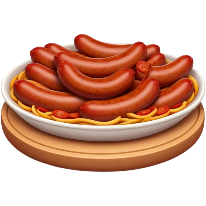 Cinematic Realistic Chorizo Dish Emoji, featuring spicy, robust sausage slices rendered with vivid textures and dynamic, appetizing lighting. emoji