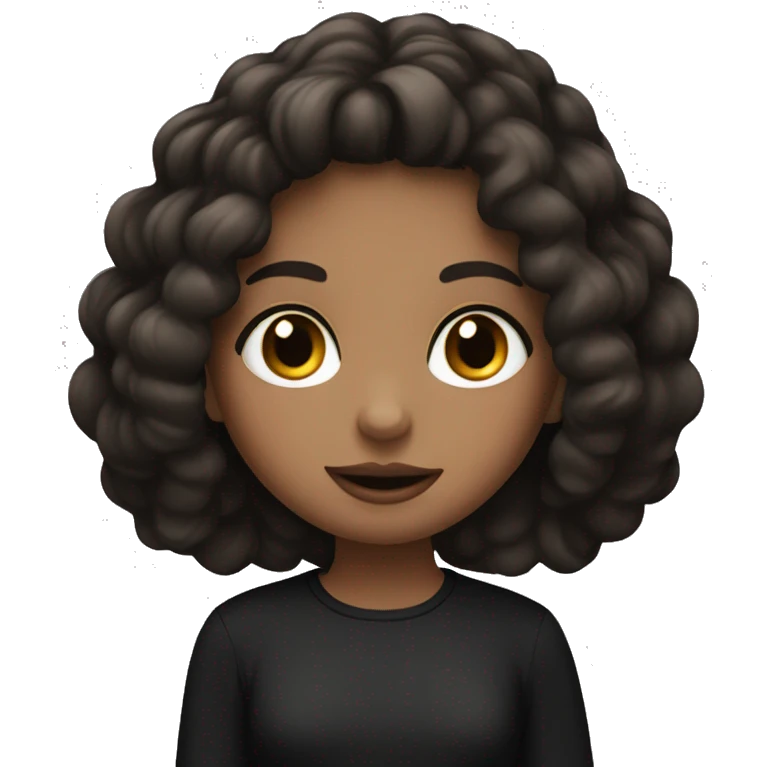 brunette girl with hazel eyes and black oversized shirt emoji