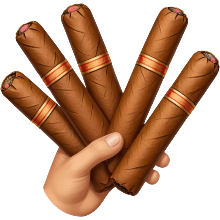 a hand holding lots of cigars emoji