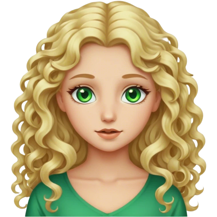 Blonde girl with green eyes and long curly hair emoji