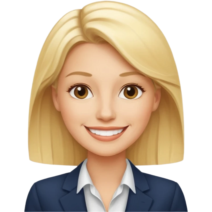 confident blonde woman, age 30s, business leader, CEO emoji