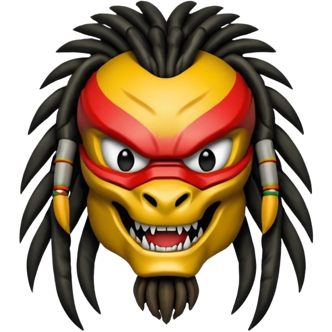 smiling predator from movie predator with rasta emoji