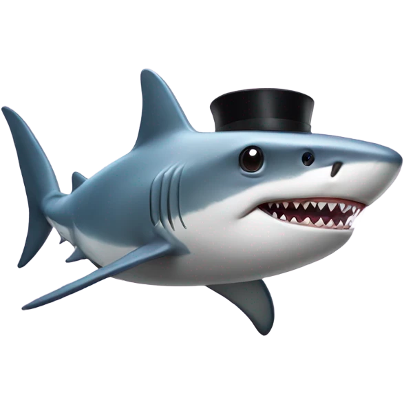 Shark with a top hat emoji