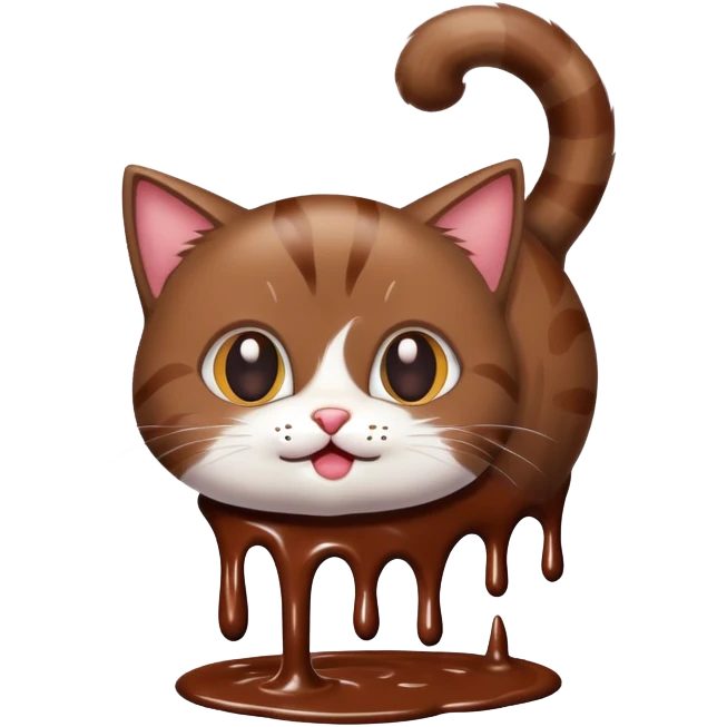 Cat cleaning up spilled chocolate milk emoji