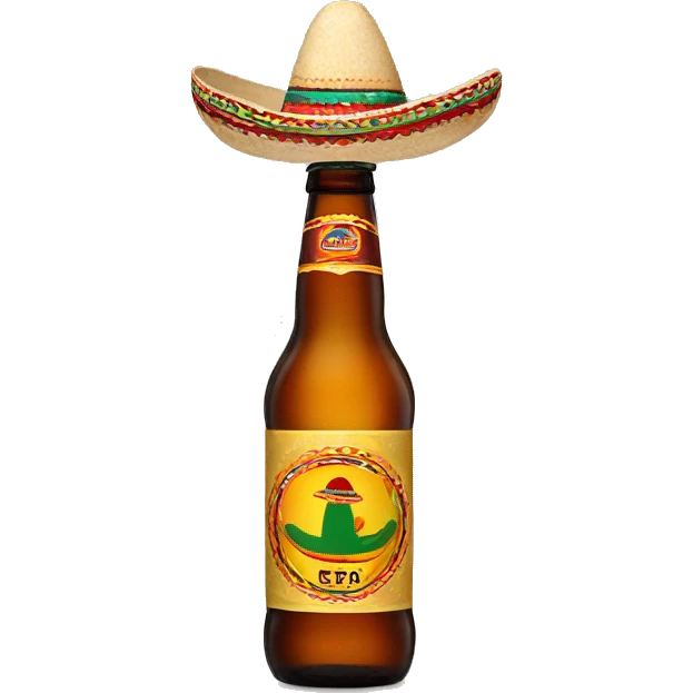 A beer wearing a mexican sombrero  emoji