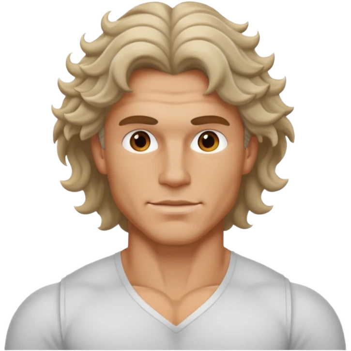 muscular white man with wavy hair emoji