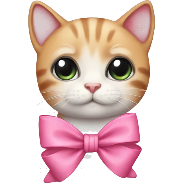 Pink bow with cute cat emoji