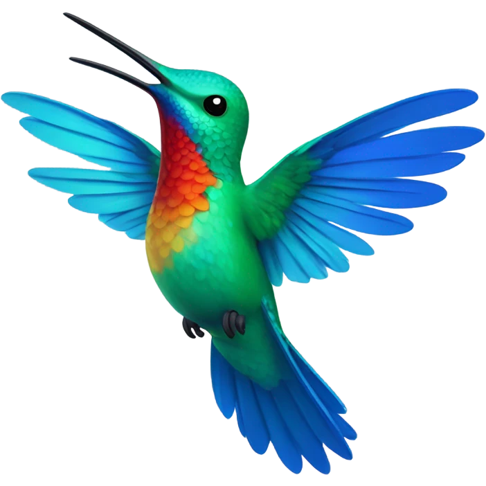 hummingbirds that fly in blue style for telegram, animate emoji