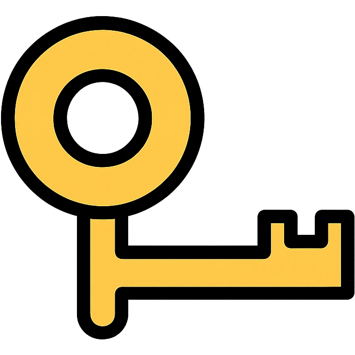 minimal key icon, creative style, thin lines and simple design, golden accent, clean composition emoji
