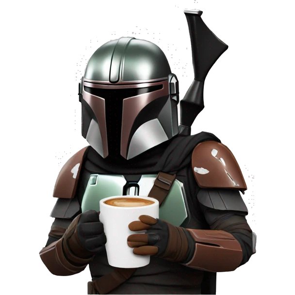 The mandalorian with coffee  emoji