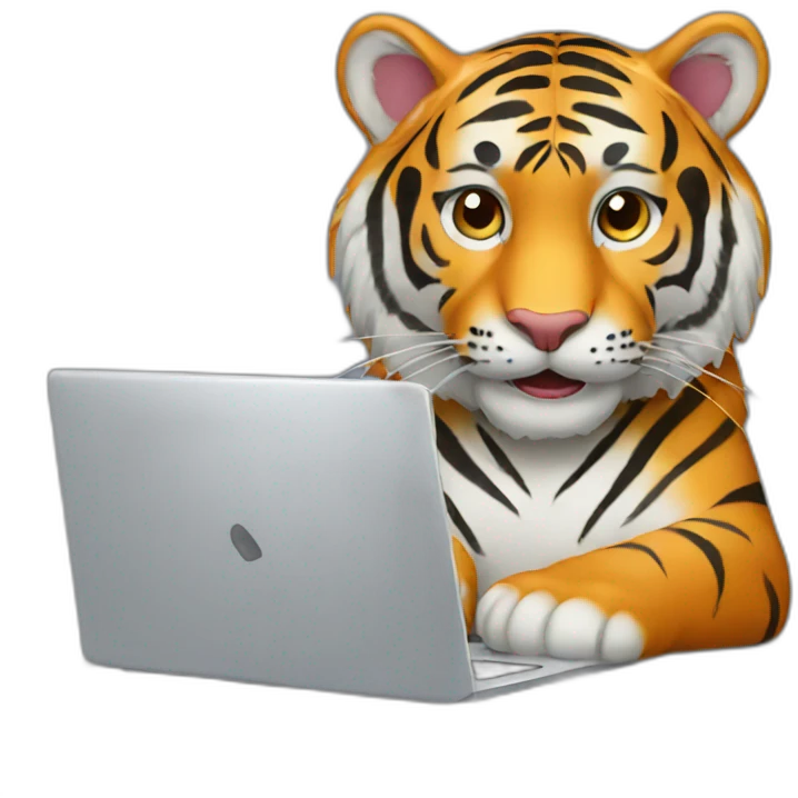 A tiger who study on a laptop emoji