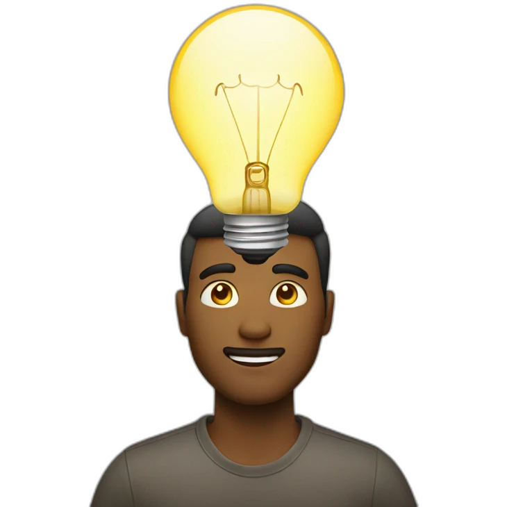 a man whose head looks like a light bulb emoji