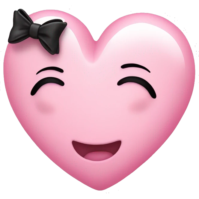 baby pink heart with mini black bows emoji