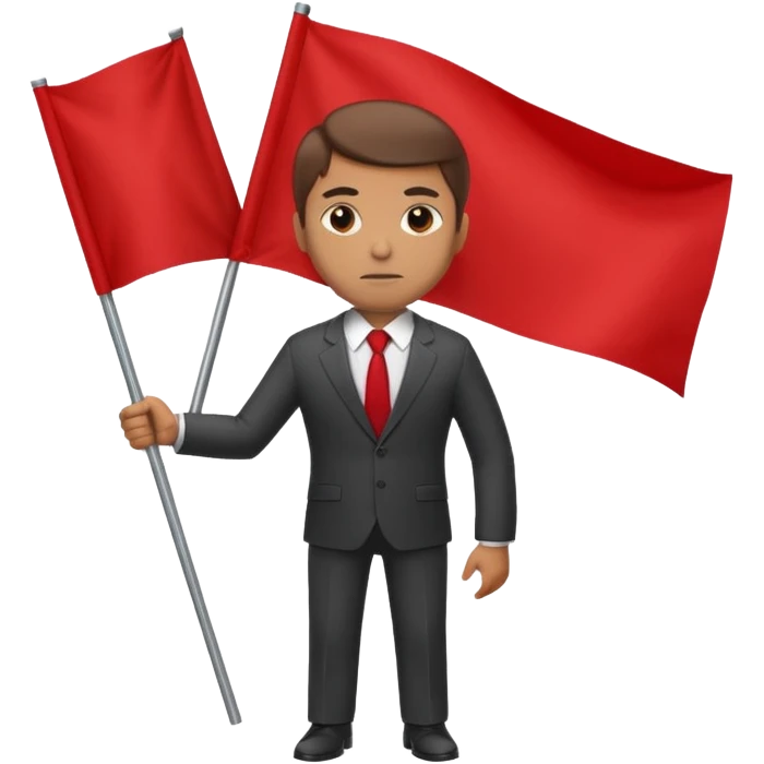 man in a suit holding a blank red flag emoji