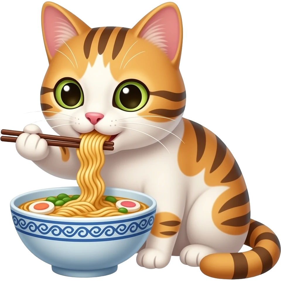 japanese cat eating ramen emoji