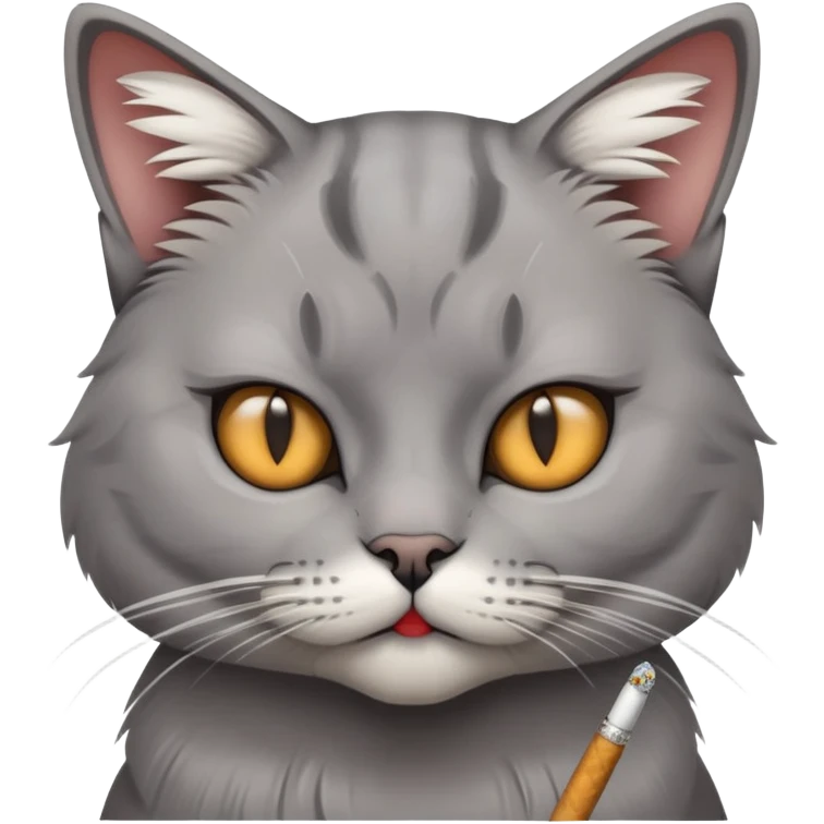 cat with cigarette in mouth staring intensely emoji