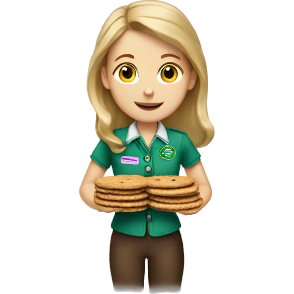 white girl scout selling cookie emoji