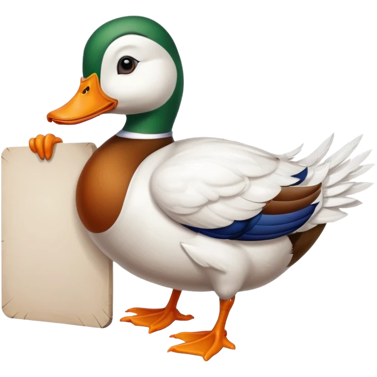 Duck holding large blank sign emoji