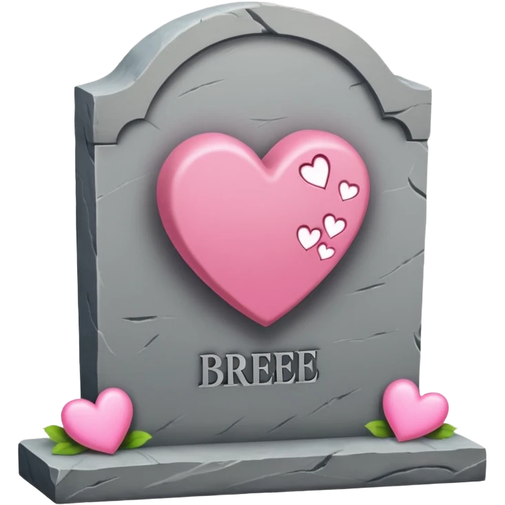 Headstone that says BREE’S DIGNITY with pink hearts emoji