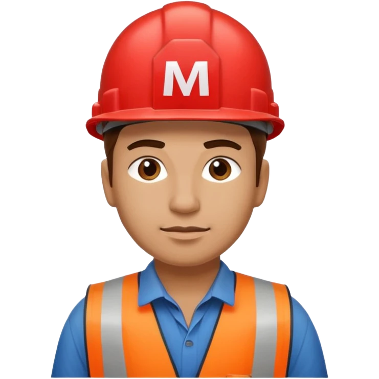 Construction worker big moe red hard hat that has an m on it emoji