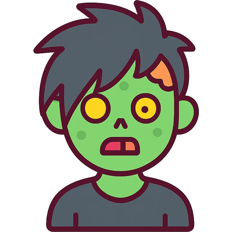 zombie boy with spiky emo hair and black shirt emoji