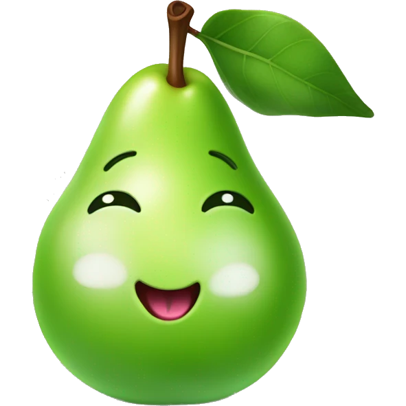 Shiny Green Cute pear with tongue emoji