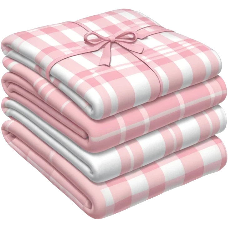 Plaid white and powder pink blankets folded emoji