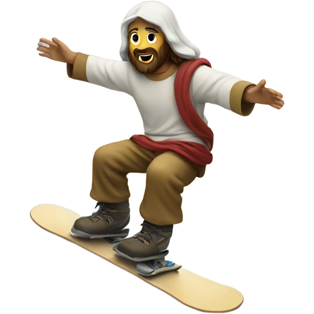 Jesus snowboarding down a mountain emoji